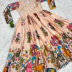 Chinon KESH485 56 Gowns Wholesale Printed Gowns Anarkali Gown Long Gowns