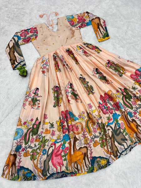 Chinon KESH485 56 Gowns Wholesale Printed Gowns Anarkali Gown Long Gowns