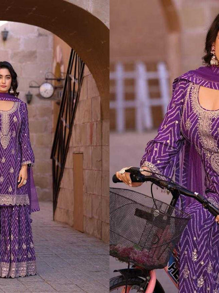 Chinon RIN184 GINNI-4 Suits & Dresses Wedding Collections Festive Collections Wholesale Sharara Salwar Suits Embroidery Suits Designer Suits