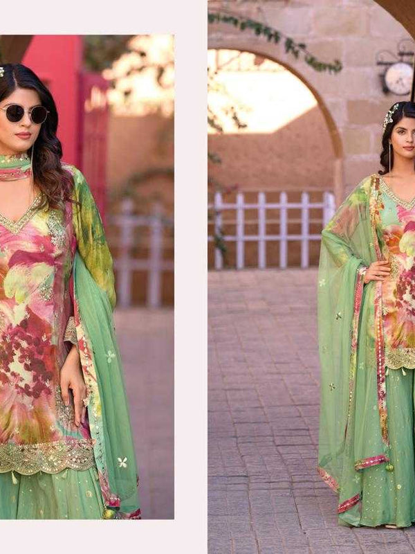 Chinon RIN184 GINNI-4 Suits & Dresses Wedding Collections Festive Collections Wholesale Sharara Salwar Suits Embroidery Suits Designer Suits