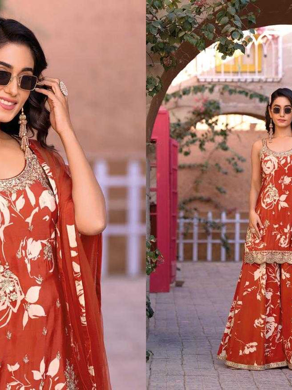 Chinon RIN184 GINNI-4 Suits & Dresses Wedding Collections Festive Collections Wholesale Sharara Salwar Suits Embroidery Suits Designer Suits