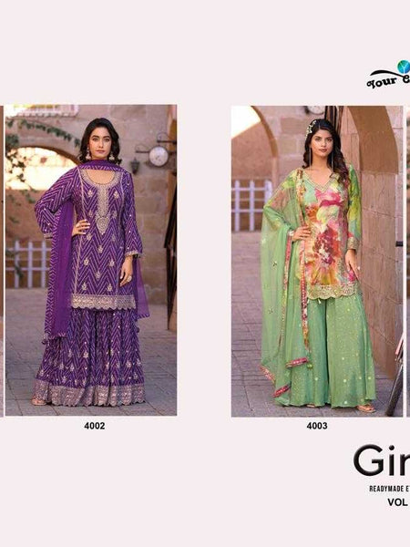 Chinon RIN184 GINNI-4 Suits & Dresses Wedding Collections Festive Collections Wholesale Sharara Salwar Suits Embroidery Suits Designer Suits