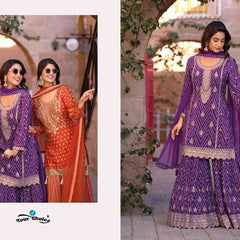 Chinon RIN184 GINNI-4 Suits & Dresses Wedding Collections Festive Collections Wholesale Sharara Salwar Suits Embroidery Suits Designer Suits