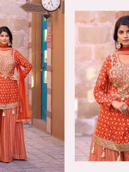 hinon RIN184 GINNI-4 Suits & Dresses Wedding Collections Festive Collections Wholesale Sharara Salwar Suits Embroidery Suits Handwork Suits