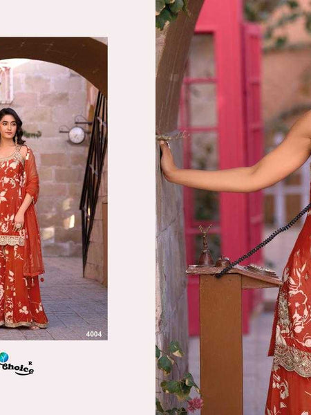 hinon RIN184 GINNI-4 Suits & Dresses Wedding Collections Festive Collections Wholesale Sharara Salwar Suits Embroidery Suits Handwork Suits