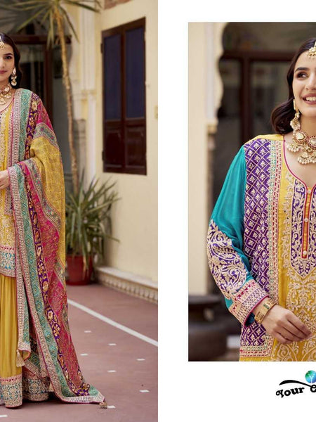 Chinon RIN184 VENIC Suits & Dresses Wedding Collections Festive Collections Wholesale Sharara Salwar Suits Designer Suits Eid Collections