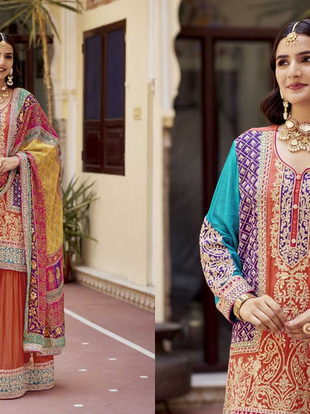 Chinon RIN184 VENIC Suits & Dresses Wedding Collections Festive Collections Wholesale Sharara Salwar Suits Designer Suits Eid Collections