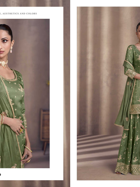 Chinon RIN197 4386 Suits & Dresses Wholesale Zari Work Suit Bridal Wedding Dresses Designer Suits