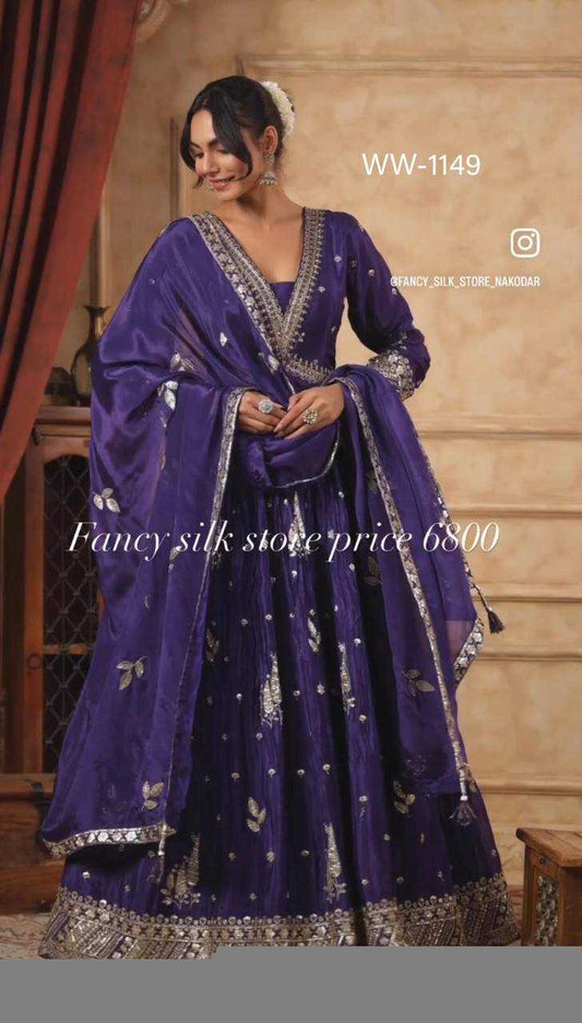 Chinon Silk KESH156 1149 Gowns Wholesale Fancy Gowns Party Gowns Wedding Gown