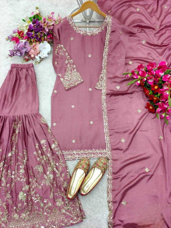 Chinon Silk KESH481 CHISUMMER COLLECTION 4 Suits & Dresses Wholesale Ladies Suits Sharara Salwar Suits Embroidery Suits