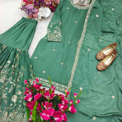 Chinon Silk KESH481 CHISUMMER COLLECTION 4 Suits & Dresses Wholesale Ladies Suits Sharara Salwar Suits Embroidery Suits