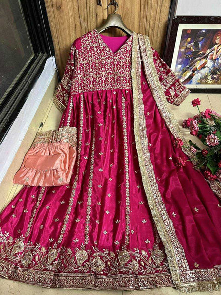 Chinon Silk KESH492 1328 Gowns Wholesale Fancy Gowns Embroidery Gowns Anarkali Gown Wedding Gown
