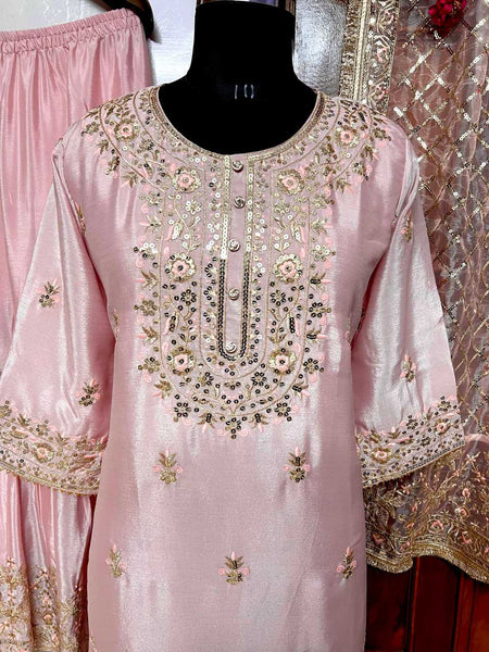 Chinon Silk KESH492 1363 Suits & Dresses Wholesale Ladies Suits Embroidery Suits Palazzo Suit Wedding Suits