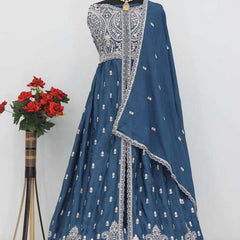 Chinon Silk RIN131 10136 Suits & Dresses Wholesale Ladies Suits Embroidery Suits Wedding Suits