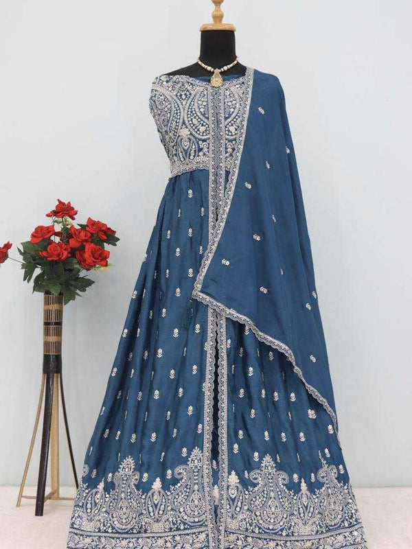 Chinon Silk RIN131 10136 Suits & Dresses Wholesale Ladies Suits Embroidery Suits Wedding Suits