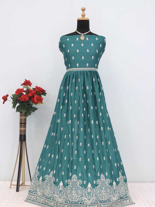 Chinon Silk RIN131 10136 Suits & Dresses Wholesale Ladies Suits Embroidery Suits Wedding Suits