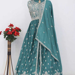 Chinon Silk RIN131 10136 Suits & Dresses Wholesale Ladies Suits Embroidery Suits Wedding Suits