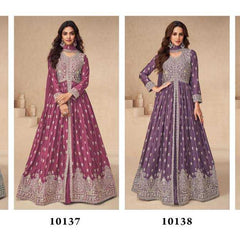 Chinon Silk RIN131 10136 Suits & Dresses Wholesale Ladies Suits Embroidery Suits Wedding Suits