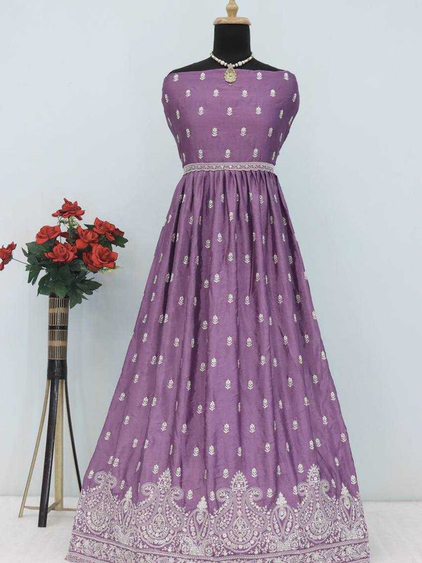 Chinon Silk RIN131 10136 Suits & Dresses Wholesale Ladies Suits Embroidery Suits Wedding Suits