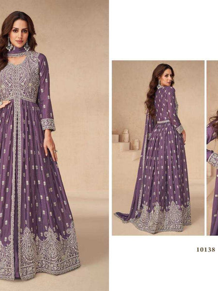 Chinon Silk RIN131 10136 Suits & Dresses Wholesale Ladies Suits Embroidery Suits Wedding Suits