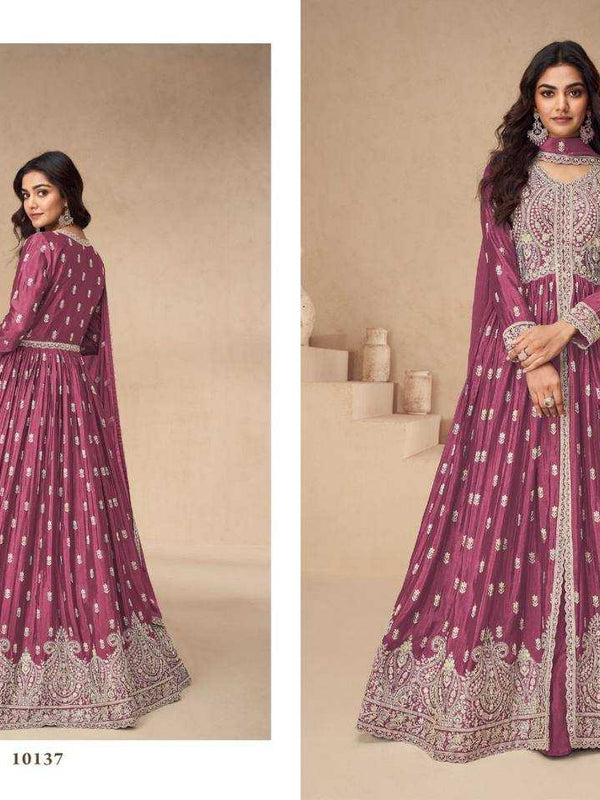 Chinon Silk RIN131 10136 Suits & Dresses Wholesale Ladies Suits Embroidery Suits Wedding Suits