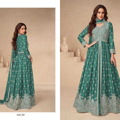 Chinon Silk RIN131 10136 Suits & Dresses Wholesale Ladies Suits Embroidery Suits Wedding Suits