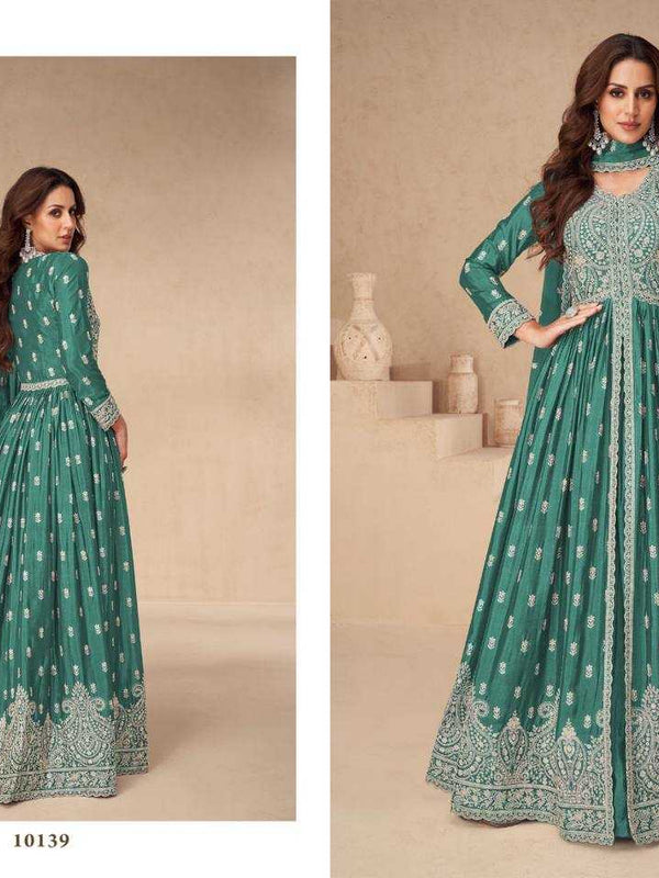 Chinon Silk RIN131 10136 Suits & Dresses Wholesale Ladies Suits Embroidery Suits Wedding Suits
