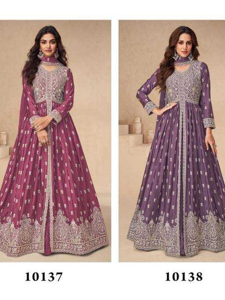 Chinon Silk RIN131 10136 Suits & Dresses Wholesale Ladies Suits Embroidery Suits Wedding Suits