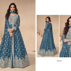 Chinon Silk RIN131 10136 Suits & Dresses Wholesale Ladies Suits Embroidery Suits Wedding Suits