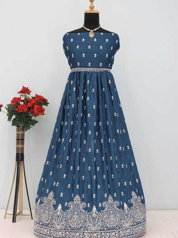 Chinon Silk RIN131 10136 Suits & Dresses Wholesale Ladies Suits Embroidery Suits Wedding Suits