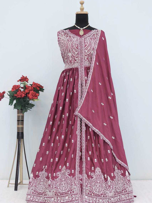 Chinon Silk RIN131 10136 Suits & Dresses Wholesale Ladies Suits Embroidery Suits Wedding Suits