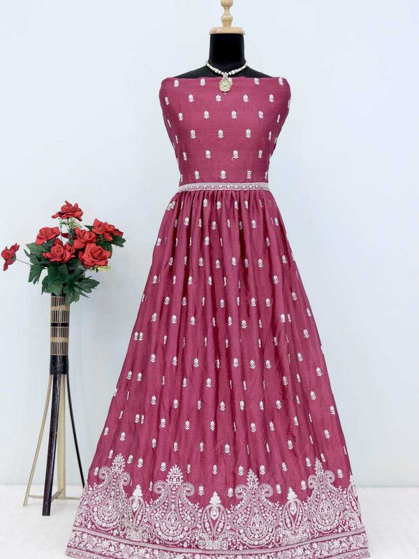 Chinon Silk RIN131 10136 Suits & Dresses Wholesale Ladies Suits Embroidery Suits Wedding Suits