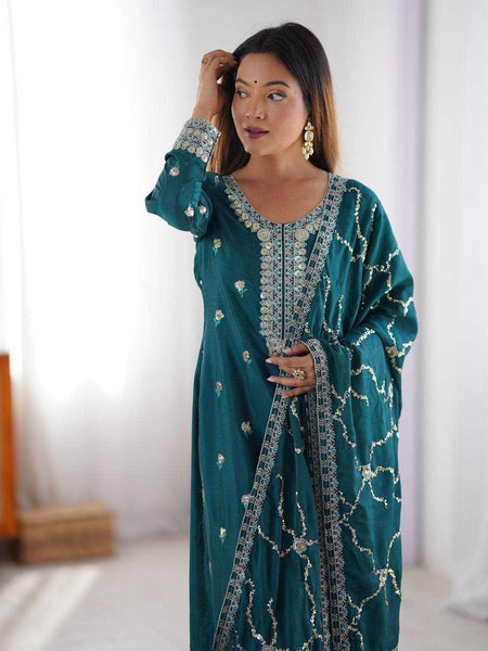 Chinon Silk RIN133 03 Suits & Dresses Wholesale Ladies Suits Printed Suits Palazzo Suit