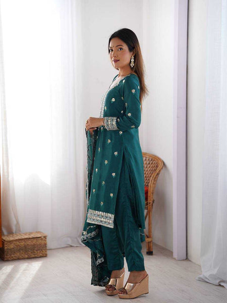 Chinon Silk RIN133 03 Suits & Dresses Wholesale Ladies Suits Printed Suits Palazzo Suit