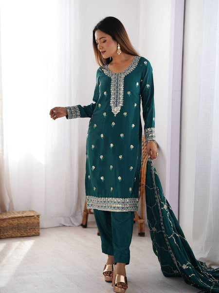 Chinon Silk RIN133 03 Suits & Dresses Wholesale Ladies Suits Printed Suits Palazzo Suit