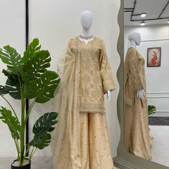 Chinon Silk RIN162 -5837 Suits & Dresses Wedding Collections Festive Collections Wholesale Sharara Salwar Suits Mehendi Outfits Holi Collections Eid Collections