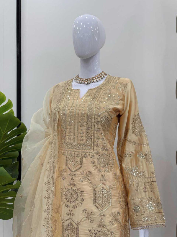 Chinon Silk RIN162 -5837 Suits & Dresses Wedding Collections Festive Collections Wholesale Sharara Salwar Suits Mehendi Outfits Holi Collections Eid Collections