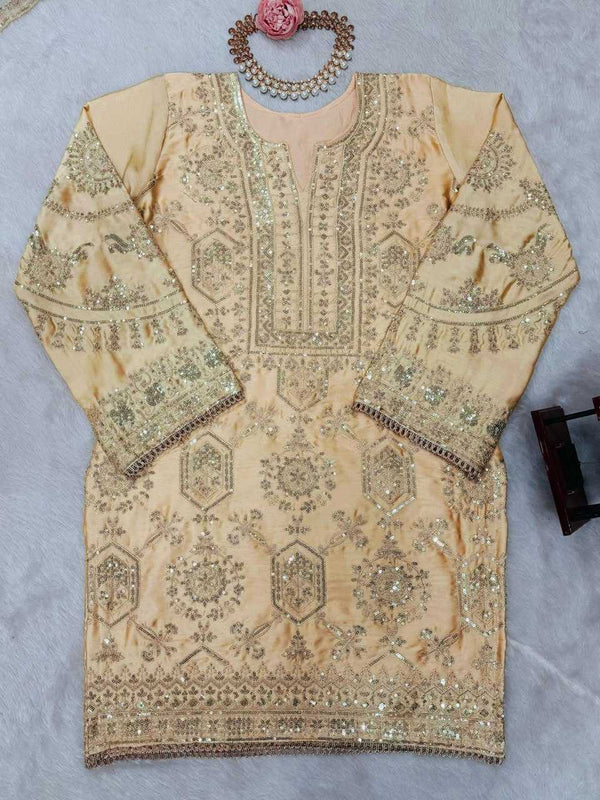 Chinon Silk RIN162 -5837 Suits & Dresses Wedding Collections Festive Collections Wholesale Sharara Salwar Suits Mehendi Outfits Holi Collections Eid Collections