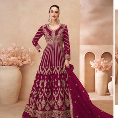 Chinon Silk RIN184 SAYURI DESIGNER-NAARI Lehengas Wedding Collections Festive Collections Wholesale Designer Lehenga Silk Lehenga Embroidered Lehenga