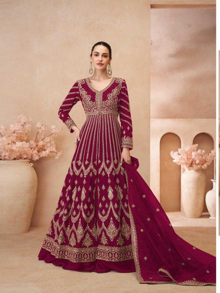 Chinon Silk RIN184 SAYURI DESIGNER-NAARI Lehengas Wedding Collections Festive Collections Wholesale Designer Lehenga Silk Lehenga Embroidered Lehenga