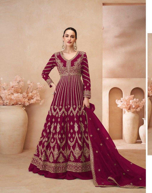 Chinon Silk RIN184 SAYURI DESIGNER-NAARI Lehengas Wedding Collections Festive Collections Wholesale Designer Lehenga Silk Lehenga Embroidered Lehenga
