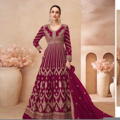 Chinon Silk RIN184 SAYURI DESIGNER-NAARI Lehengas Wedding Collections Festive Collections Wholesale Designer Lehenga Silk Lehenga Embroidered Lehenga