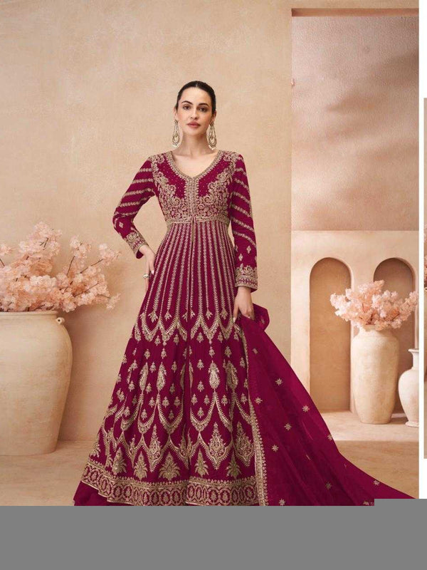 Chinon Silk RIN184 SAYURI DESIGNER-NAARI Lehengas Wedding Collections Festive Collections Wholesale Designer Lehenga Silk Lehenga Embroidered Lehenga