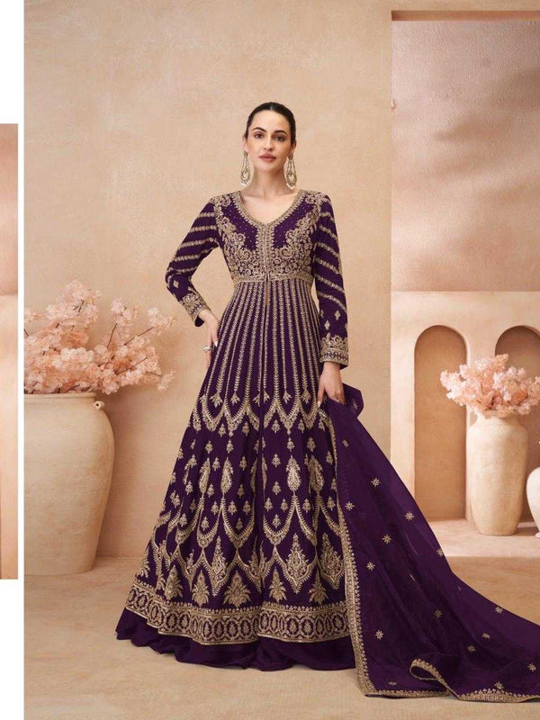 Chinon Silk RIN184 SAYURI DESIGNER-NAARI Lehengas Wedding Collections Festive Collections Wholesale Designer Lehenga Silk Lehenga Embroidered Lehenga