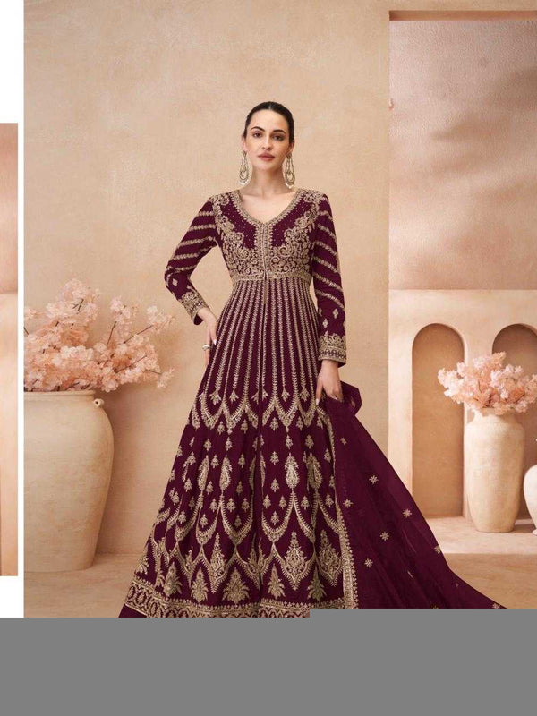 Chinon Silk RIN184 SAYURI DESIGNER-NAARI Lehengas Wedding Collections Festive Collections Wholesale Designer Lehenga Silk Lehenga Embroidered Lehenga