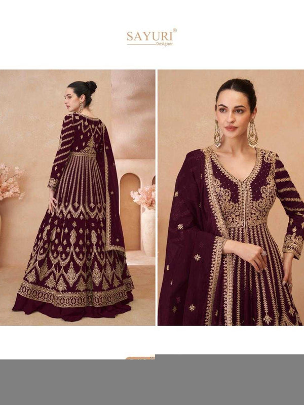 Chinon Silk RIN184 SAYURI DESIGNER-NAARI Lehengas Wedding Collections Festive Collections Wholesale Designer Lehenga Silk Lehenga Embroidered Lehenga