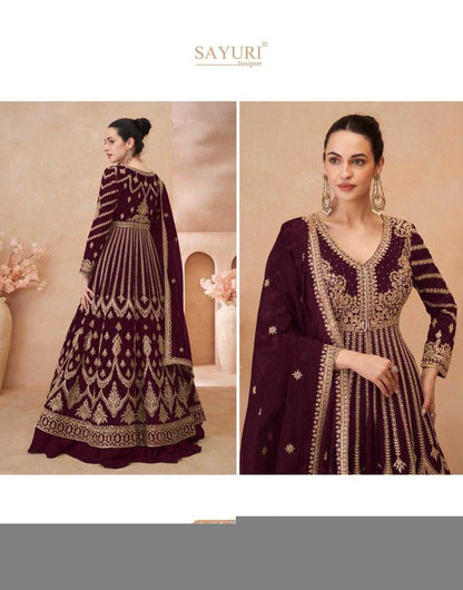 Chinon Silk RIN184 SAYURI DESIGNER-NAARI Lehengas Wedding Collections Festive Collections Wholesale Designer Lehenga Silk Lehenga Embroidered Lehenga