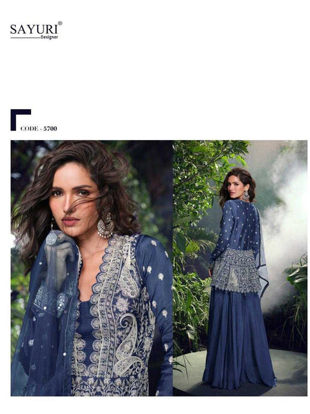 Chinon Silk RIN184 SHIVANI Suits & Dresses Wedding Collections Festive Collections Wholesale Embroidery Suits Palazzo Suit Georgette Suit