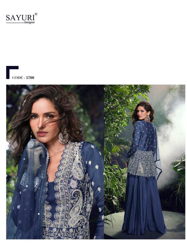 Chinon Silk RIN184 SHIVANI Suits & Dresses Wedding Collections Festive Collections Wholesale Embroidery Suits Palazzo Suit Georgette Suit
