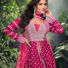 Chinon Silk RIN184 SHIVANI Suits & Dresses Wedding Collections Festive Collections Wholesale Embroidery Suits Palazzo Suit Georgette Suit